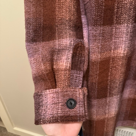 NWT! Lucky Brand Rust and Pink Plaid Brushed Fleece Shacket, Size XL - Picture 10 of 15